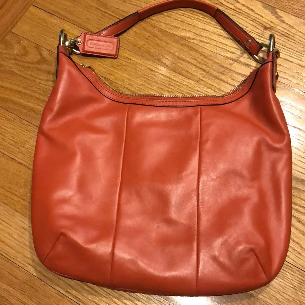 Coach Kristin Woven Leather Hobo Crossbody Bag - Orange